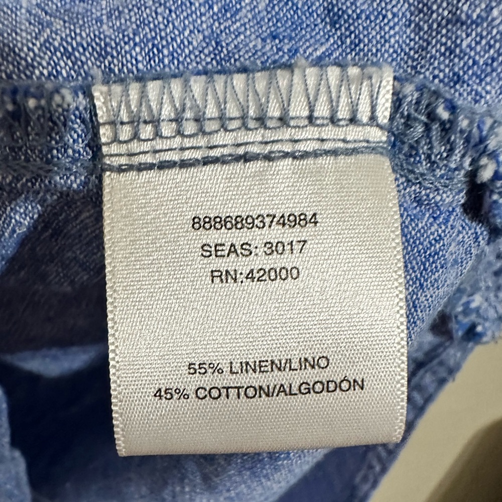 Basic Editions Sleeveless Collared Blue Linen Ble… - image 5